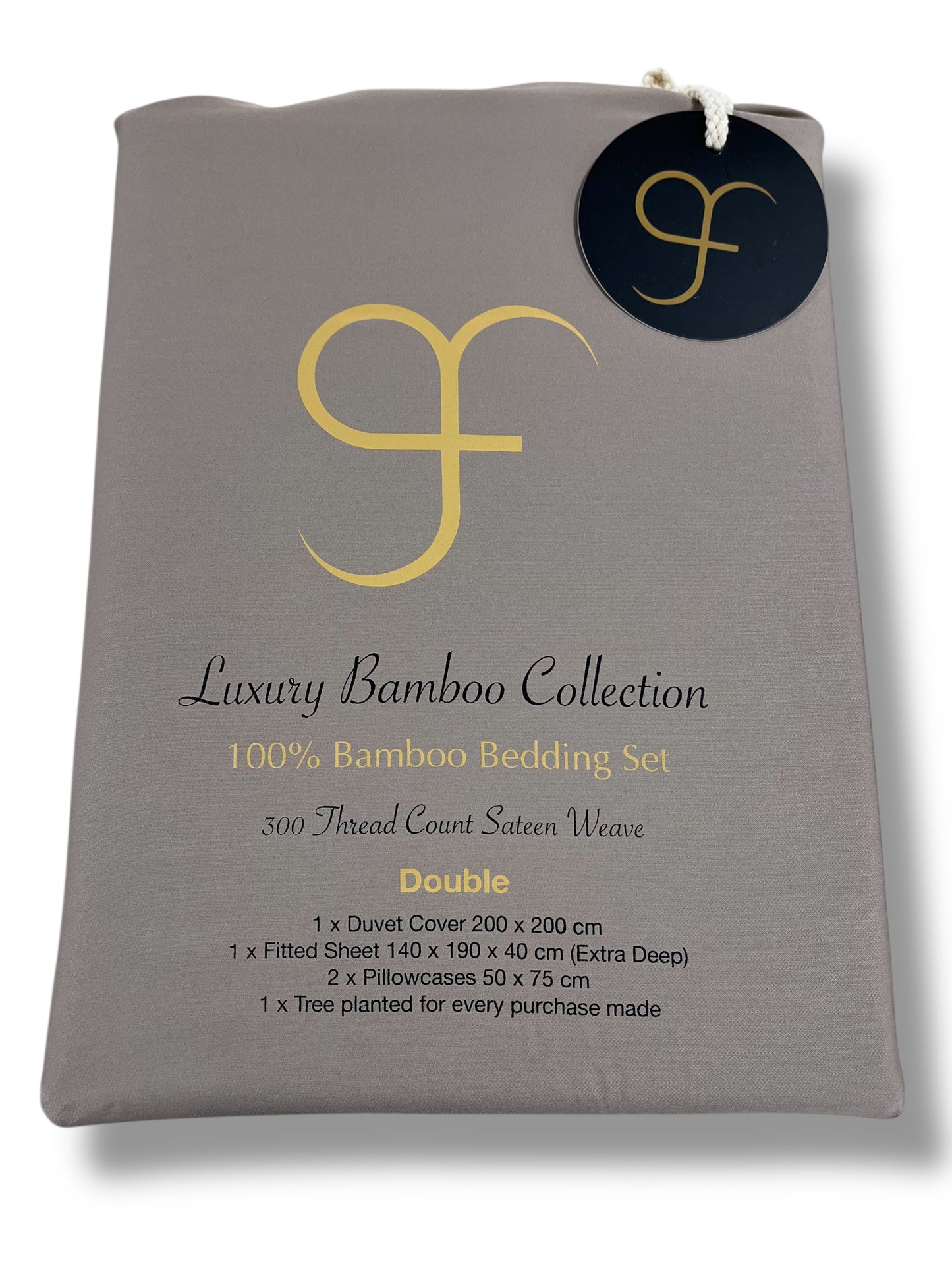 Double Size GF 100% Organic Bamboo 300tc Luxurious sateen weave Bedding Set Duvet Cover, Extra Deep 40cm Fitted Sheet, 2 x Pillow Cases