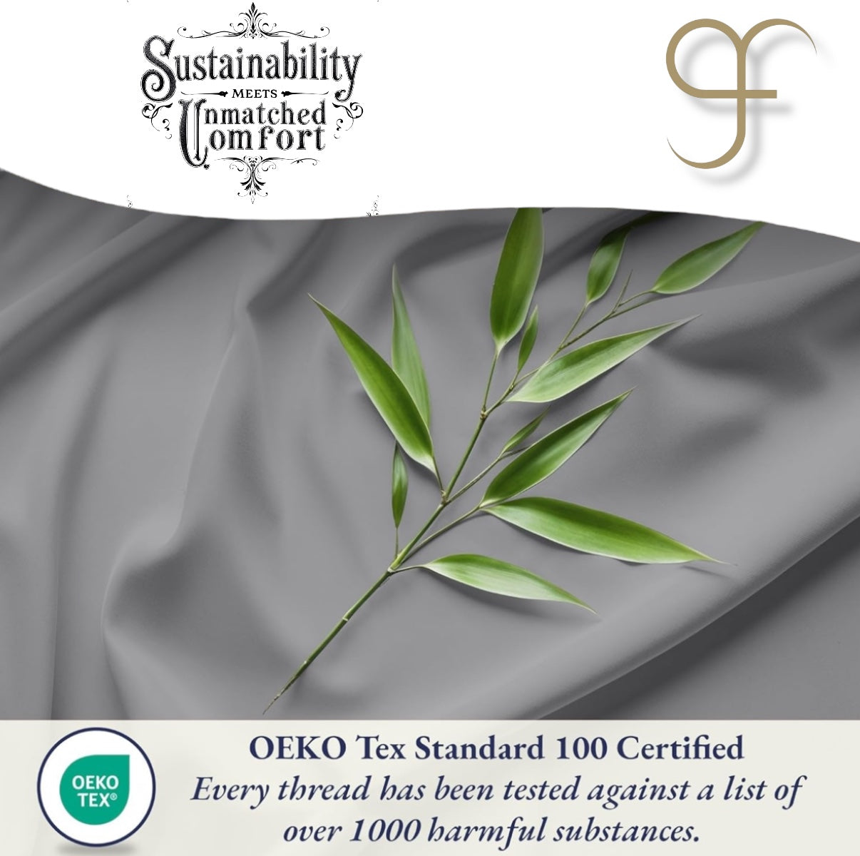 Double Size GF 100% Organic Bamboo 300tc Luxurious sateen weave Bedding Set Duvet Cover, Extra Deep 40cm Fitted Sheet, 2 x Pillow Cases