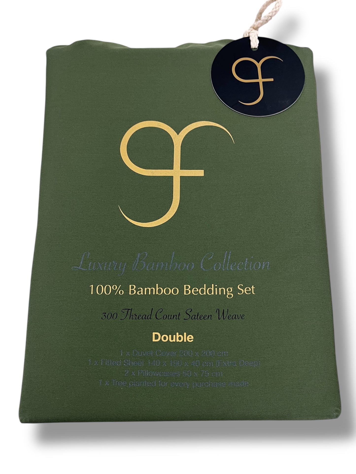 Double Size GF 100% Organic Bamboo 300tc Luxurious sateen weave Bedding Set Duvet Cover, Extra Deep 40cm Fitted Sheet, 2 x Pillow Cases