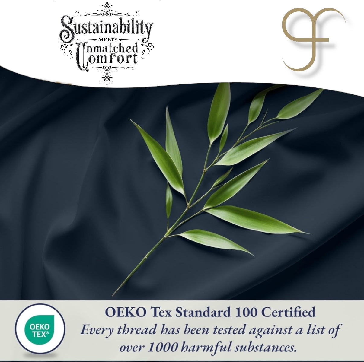 Double Size GF 100% Organic Bamboo 300tc Luxurious sateen weave Bedding Set Duvet Cover, Extra Deep 40cm Fitted Sheet, 2 x Pillow Cases