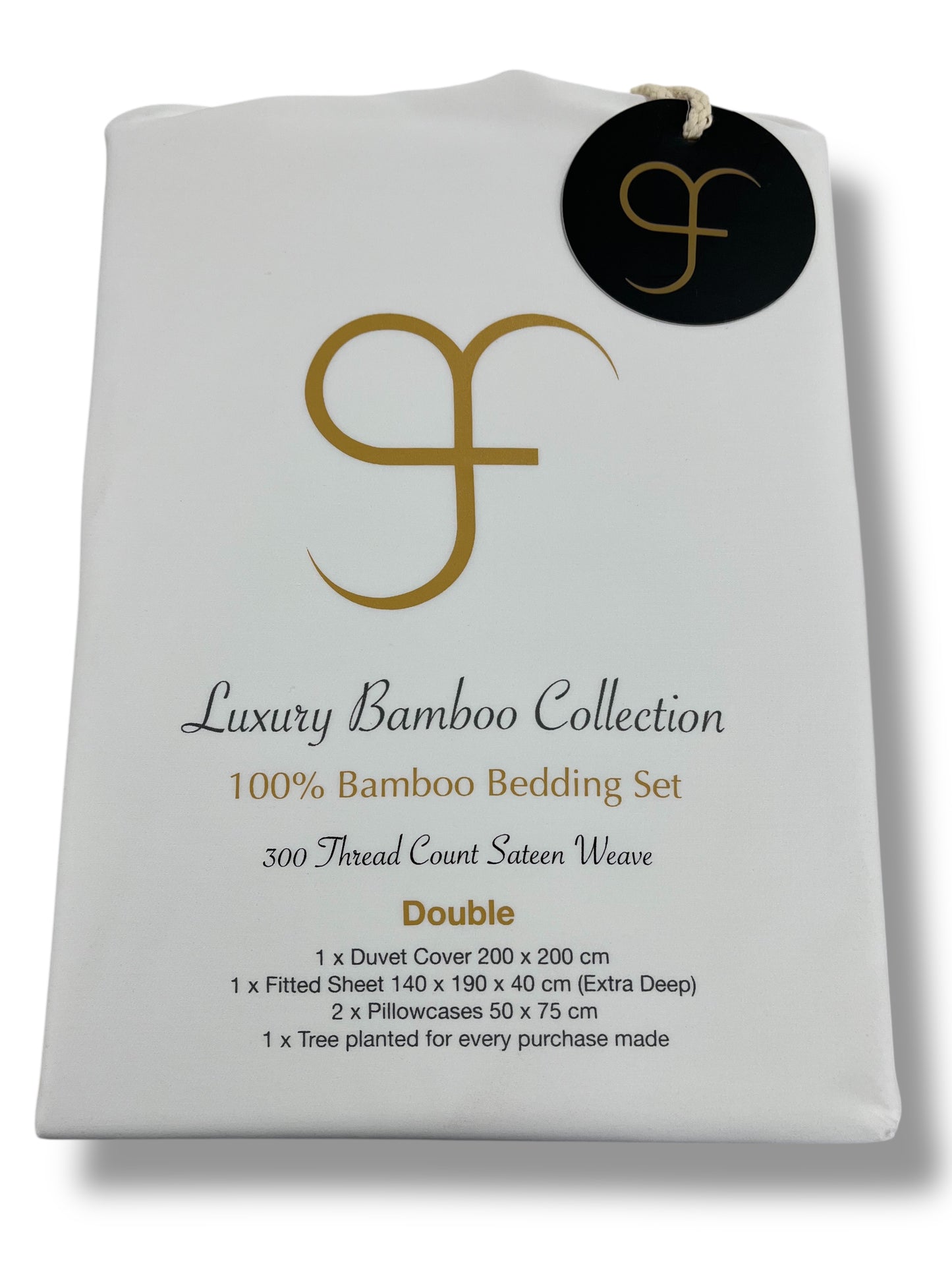 Double Size GF 100% Organic Bamboo 300tc Luxurious sateen weave Bedding Set Duvet Cover, Extra Deep 40cm Fitted Sheet, 2 x Pillow Cases