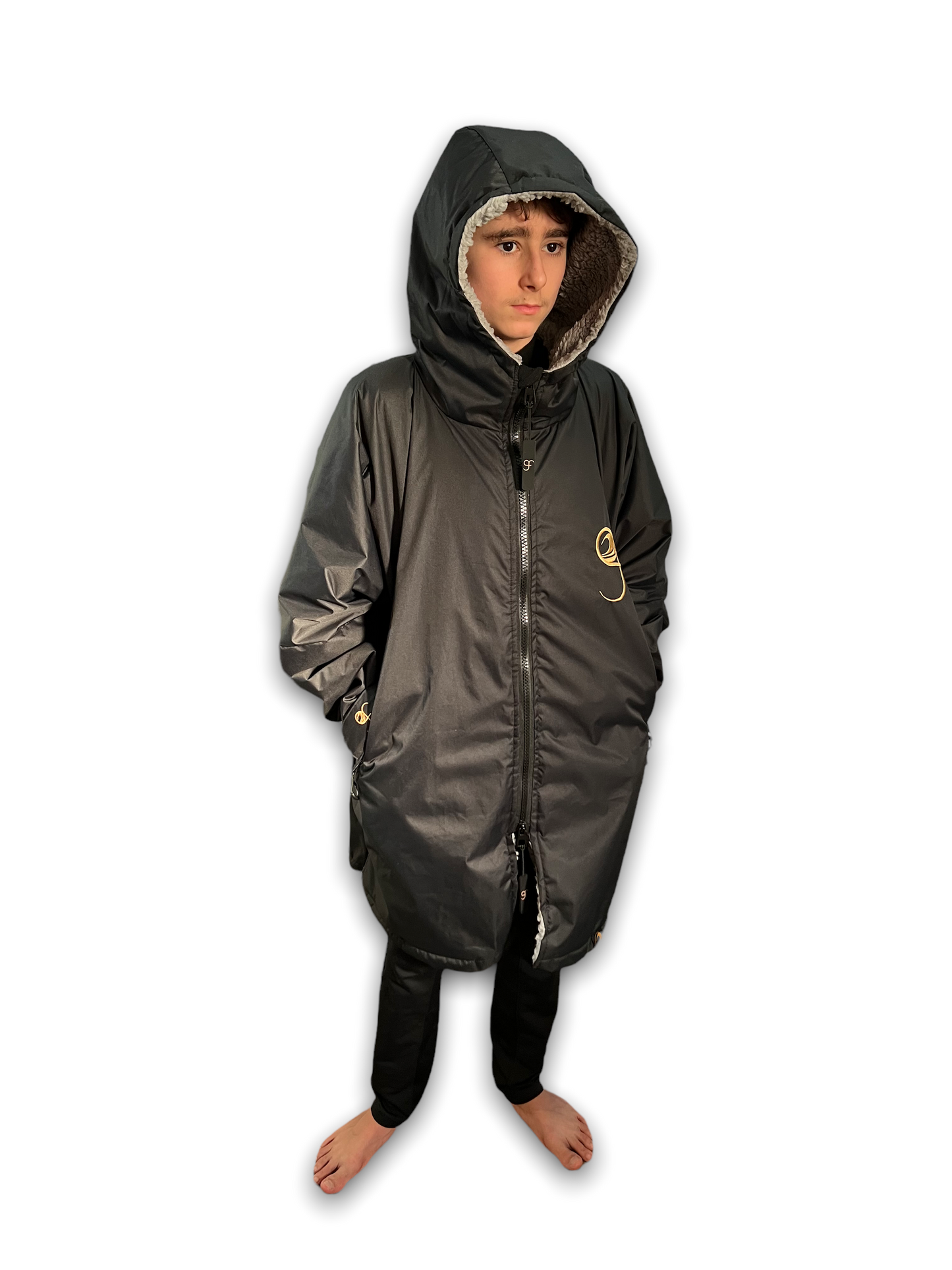 GF Large Dry Beach Changing Robe, Sherpa Fleece Lining - Waterproof, Windproof Oversized Coat - Swimming - Water-sports