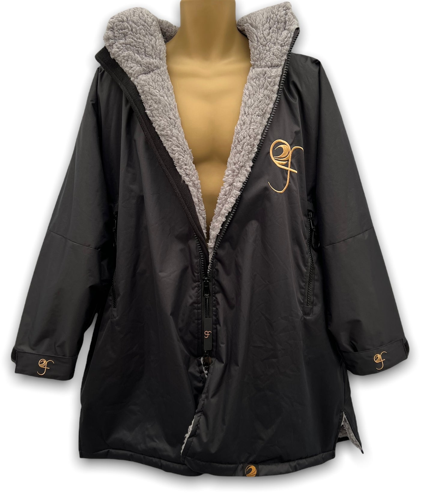 GF Large Dry Beach Changing Robe, Sherpa Fleece Lining - Waterproof, Windproof Oversized Coat - Swimming - Water-sports