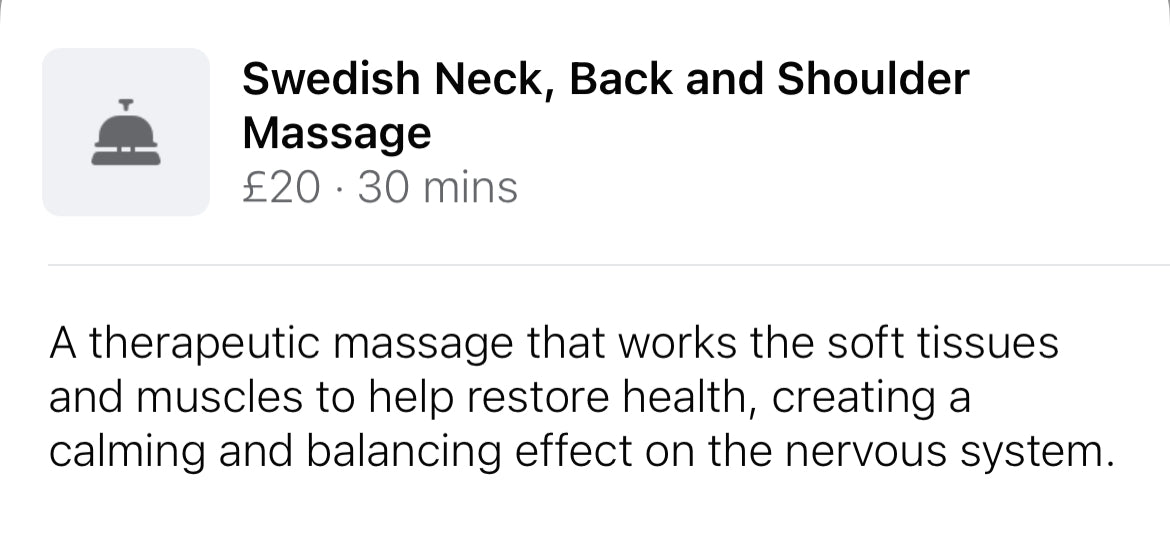 HP Auction 30 minute back Swedish neck & shoulder massage plus a Million Dollar 45 minute mini Facial