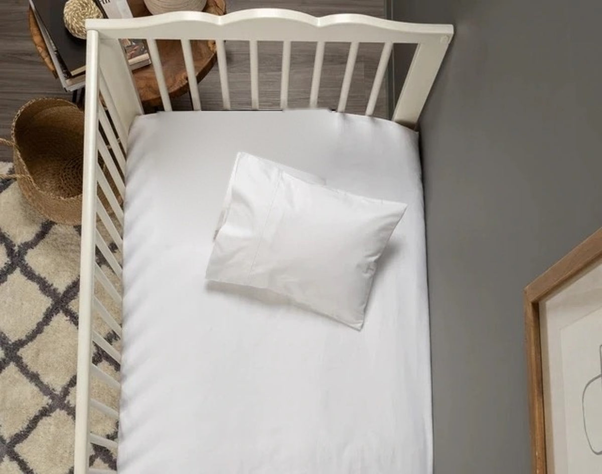 Pure White Bamboo Cot Bed Bedding Set