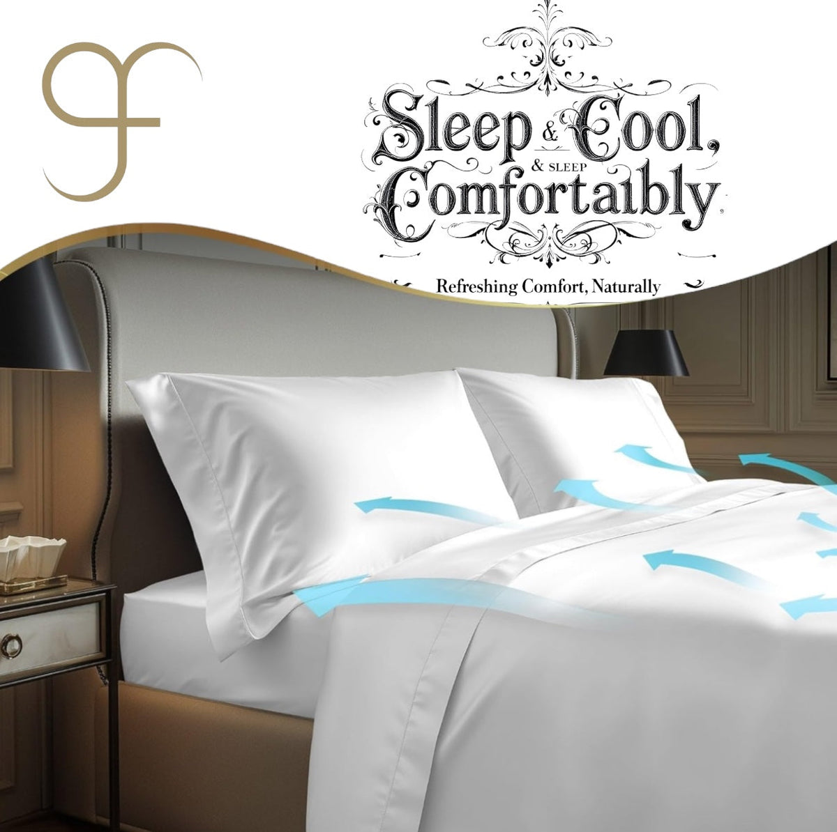 Lunar White bamboo bedding set