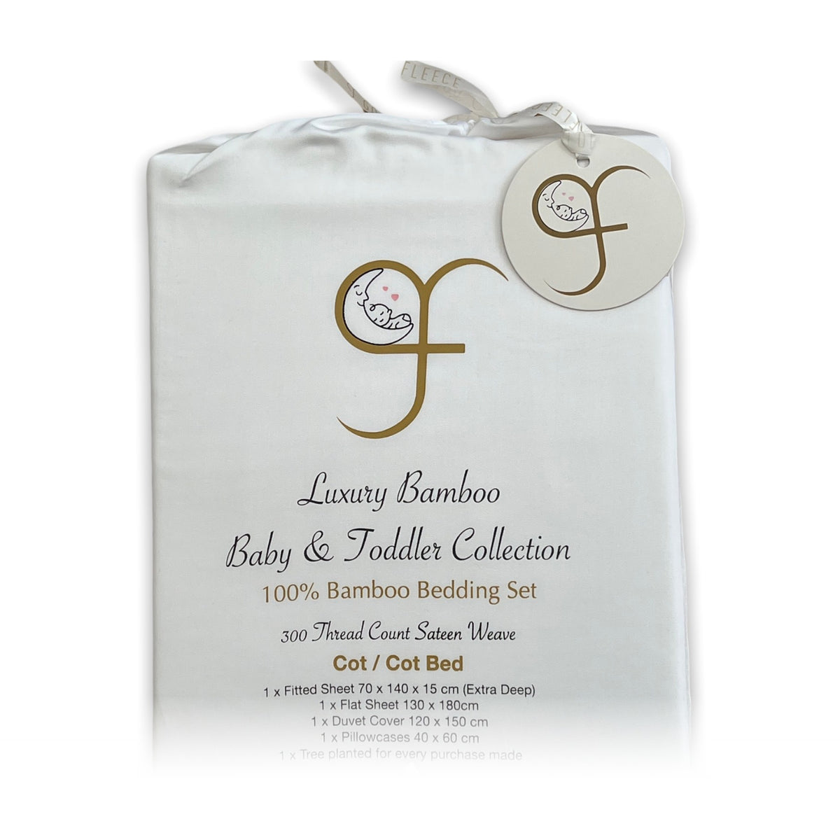 Pure White Bamboo Cot Bed Bedding Set
