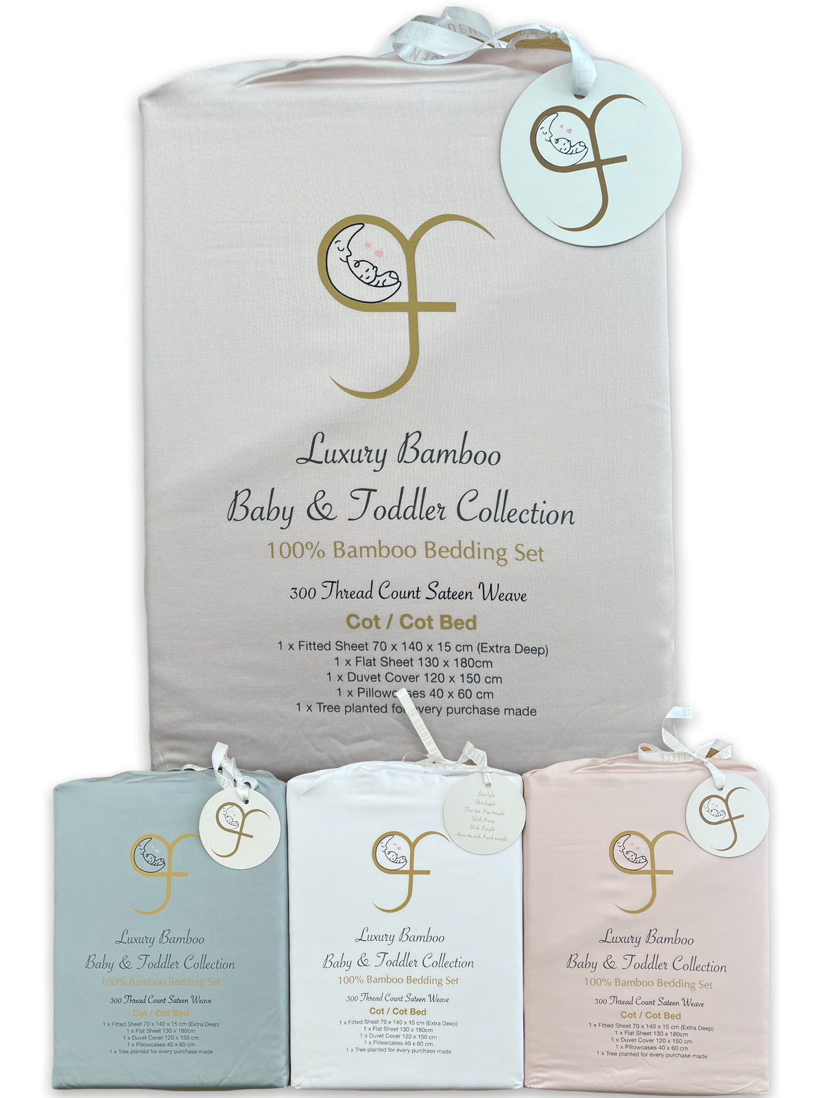 Light Pink Little Argonaut bamboo cot bed set by Golden Fleece