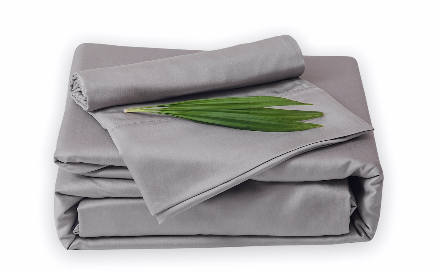 Grey Double GF 100% Organic Bamboo 300tc Luxurious sateen weave Bedding Set Duvet Cover, Extra Deep 40cm Fitted Sheet, 2 x Pillow Cases
