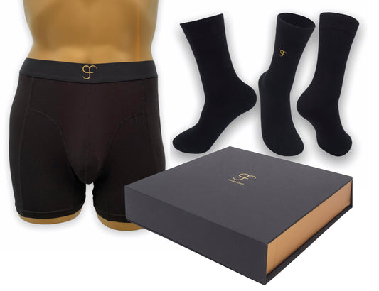 Small GF Luxury Bamboo Boxer Shorts & 3 x Pairs Bamboo Socks UK size 6-10 Magnetic Close Keepsake box