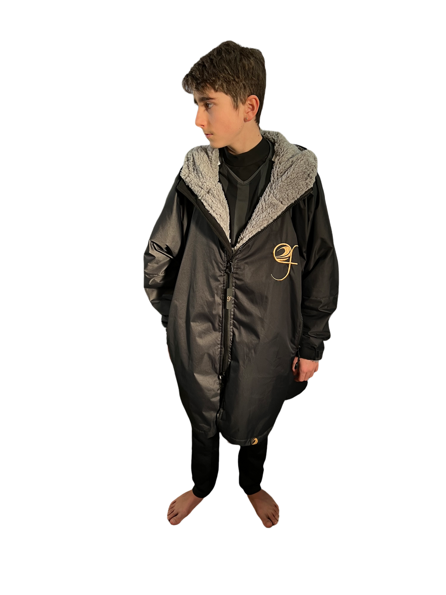 GF Branded Waterproof Changing Robe with Fleece Lining - Waterproof Windproof Oversized Coat - Swimming - Water-sports
