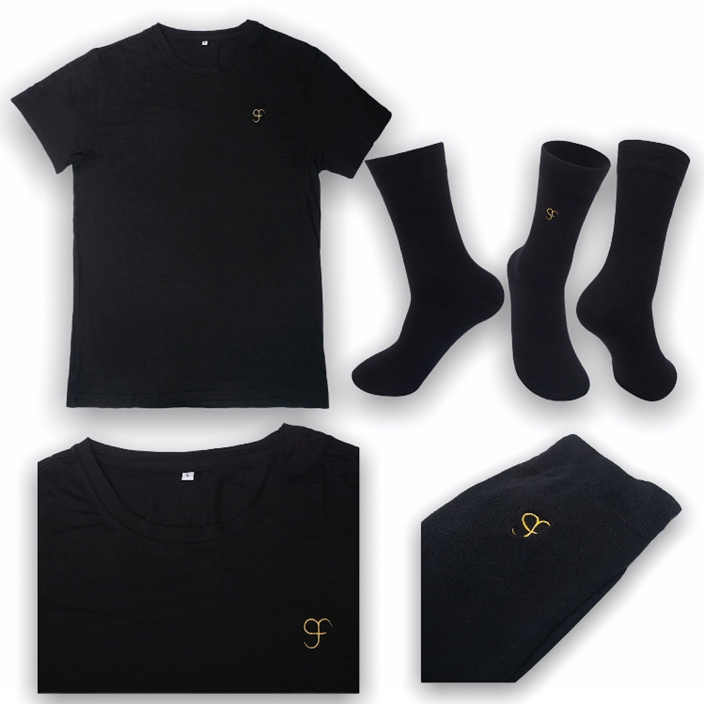 Extra Large size Luxury Bamboo T-Shirt & Bamboo Socks Gift Box Set for Men & Women in a Handcrafted Magnetic Close Keepsake Box Black