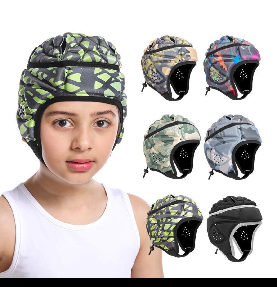 Sports Head Guards, Ages 6 - 16 years Protective Headgear, Padded Scrum Cap Helmet for Head Protection for Rugby
