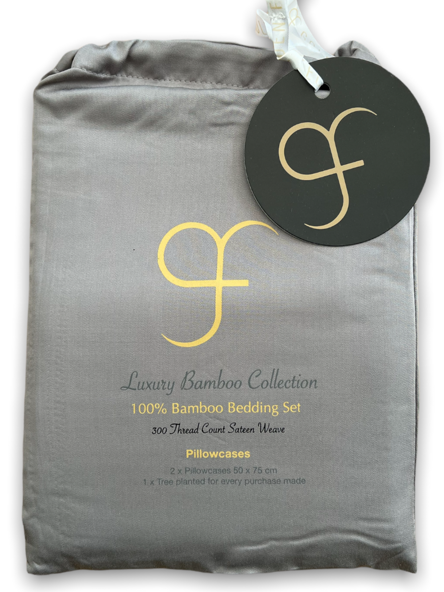 Golden Fleece 100% Organic Bamboo pillowcases x 2 option Grey or White